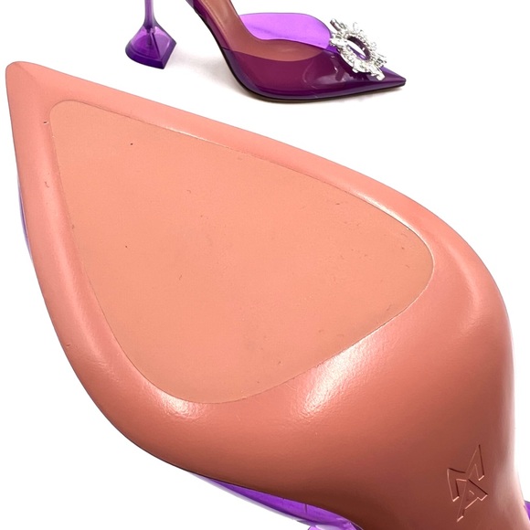 Amina Muaddi Begum Crystal-embellished Pvc Slingback Pumps In Violet - Picture 9 of 11